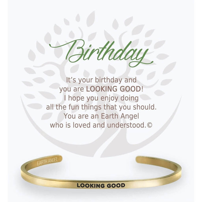 "Earth Angel : Birthday Cuff Bracelet in Gold -"