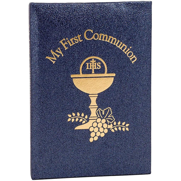 "5\" H Deluxe Black/Gold Padded Pearlized Communion Book -"
