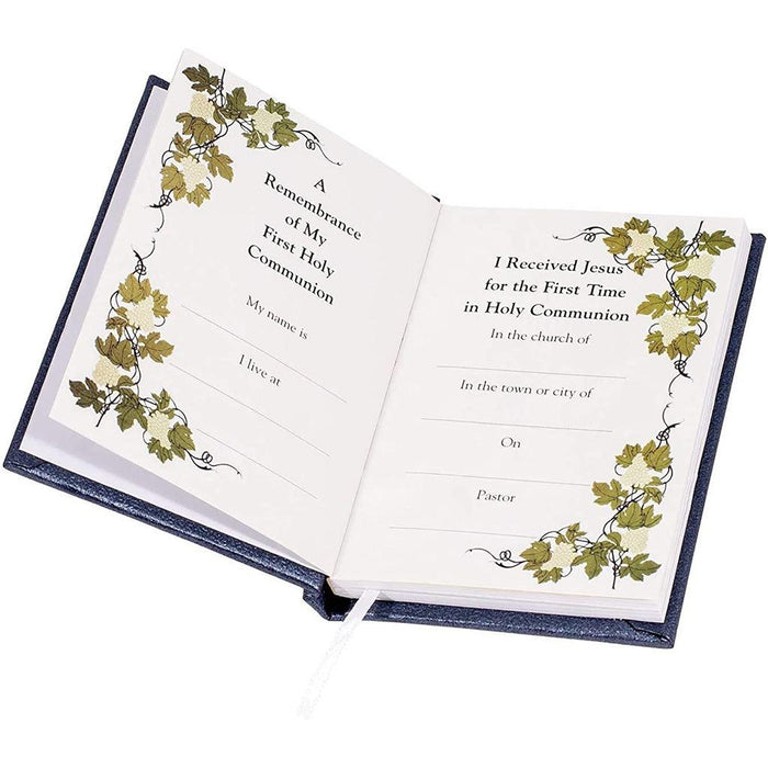 "5\" H Deluxe Black/Gold Padded Pearlized Communion Book -"