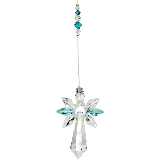 "Woodstock Chimes : Crystal Guardian Angel Suncatcher - Large, Blue Zircon -"