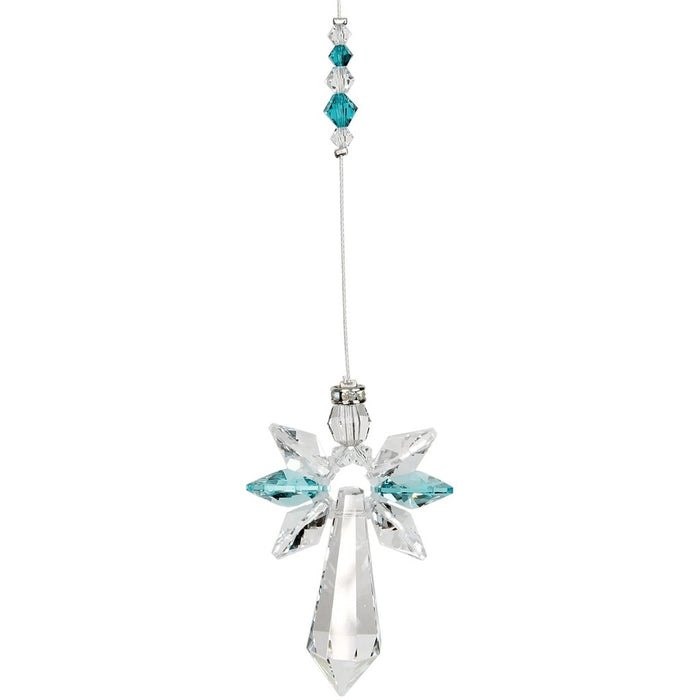 "Woodstock Chimes : Crystal Guardian Angel Suncatcher - Large, Blue Zircon -"