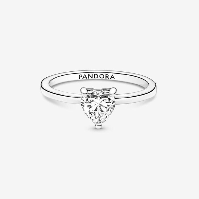 "PANDORA : Sparkling Heart Solitaire Ring -"
