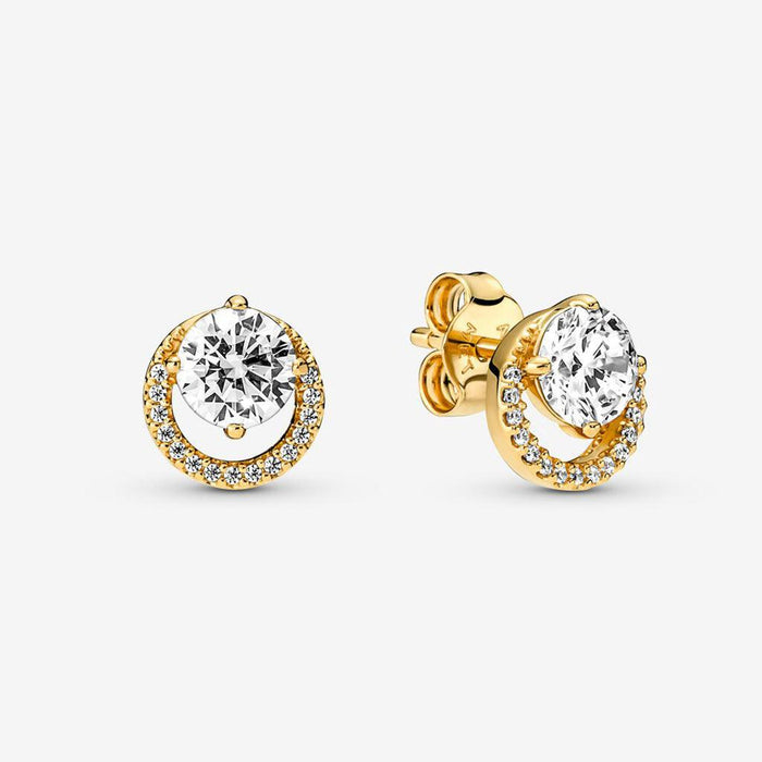 "PANDORA : Sparkling Round Halo Stud Earrings -"