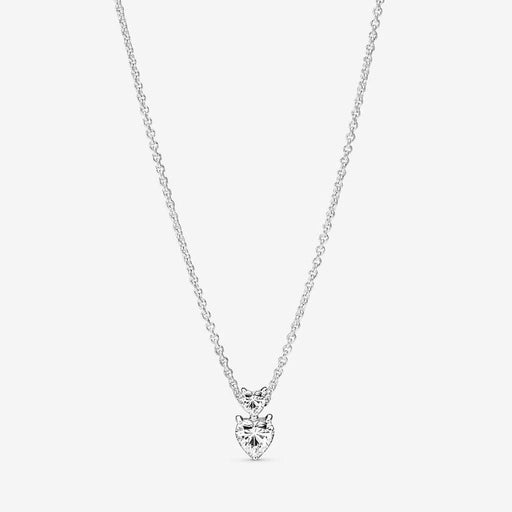 "PANDORA : Double Heart Pendant Sparkling Collier Necklace -"