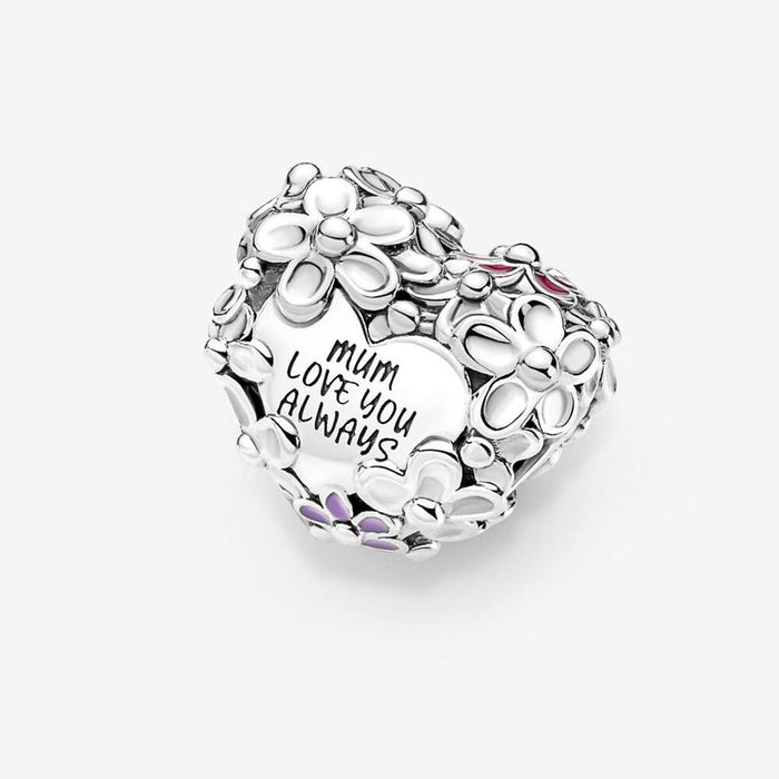 "PANDORA : Mom Daisy Heart Charm -"