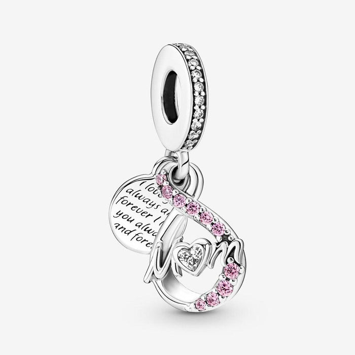 "PANDORA : Mom Infinity Pavé Double Dangle Charm -"