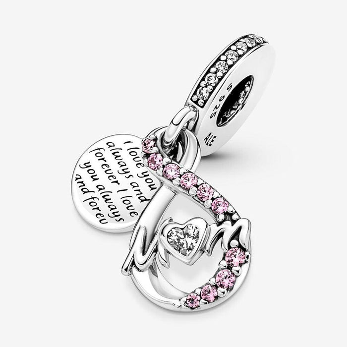 "PANDORA : Mom Infinity Pavé Double Dangle Charm -"