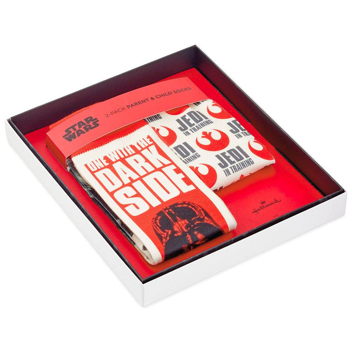 "Hallmark : Star Wars™ Darth Vader™ and Jedi in Training Adult and Child Novelty Crew Socks, Set of 2 -"