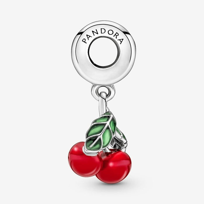 "PANDORA : Asymmetrical Cherry Fruit Dangle Charm -"