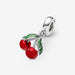 "PANDORA : Asymmetrical Cherry Fruit Dangle Charm -"
