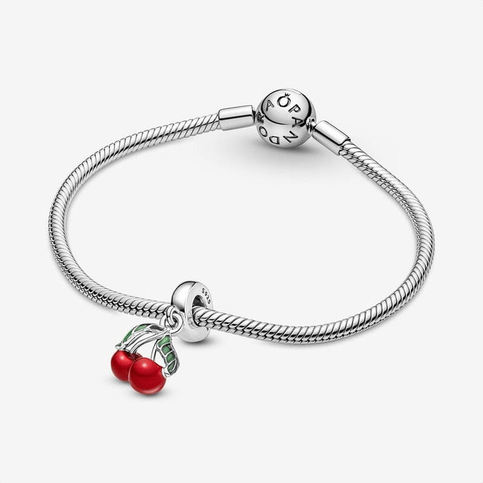 "PANDORA : Asymmetrical Cherry Fruit Dangle Charm -"