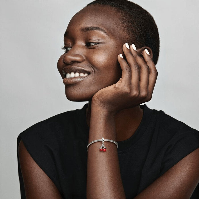 "PANDORA : Asymmetrical Cherry Fruit Dangle Charm -"