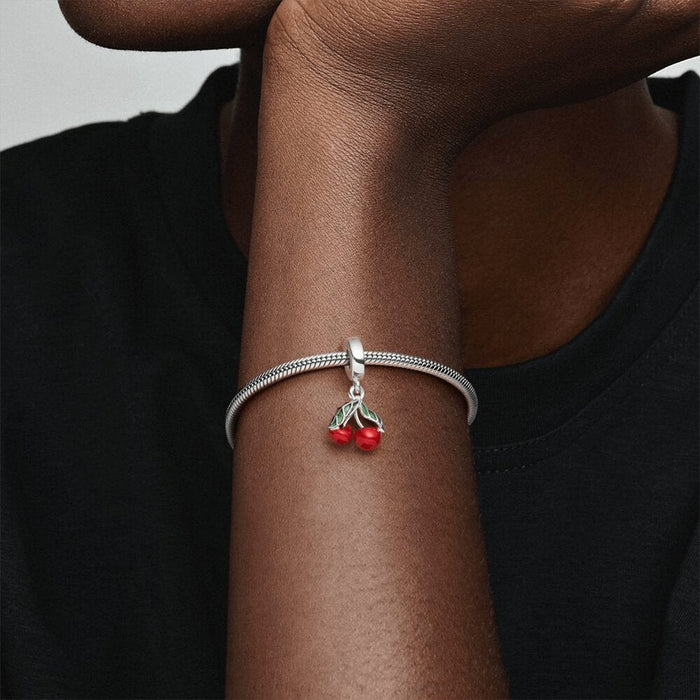 "PANDORA : Asymmetrical Cherry Fruit Dangle Charm -"
