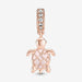 "PANDORA : Murano Glass Pink Sea Turtle Dangle Charm -"