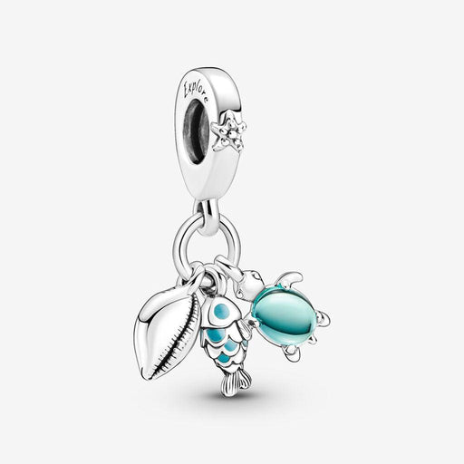 "PANDORA : Fish, Sea Turtle & Conch Triple Dangle Charm -"