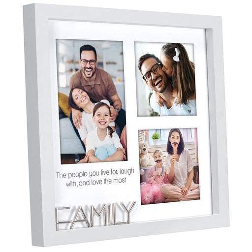 "Malden : 3-Op Family Gray Square Frame -"