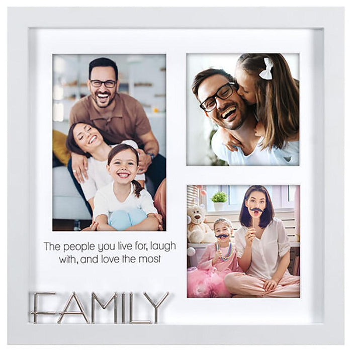 "Malden : 3-Op Family Gray Square Frame -"