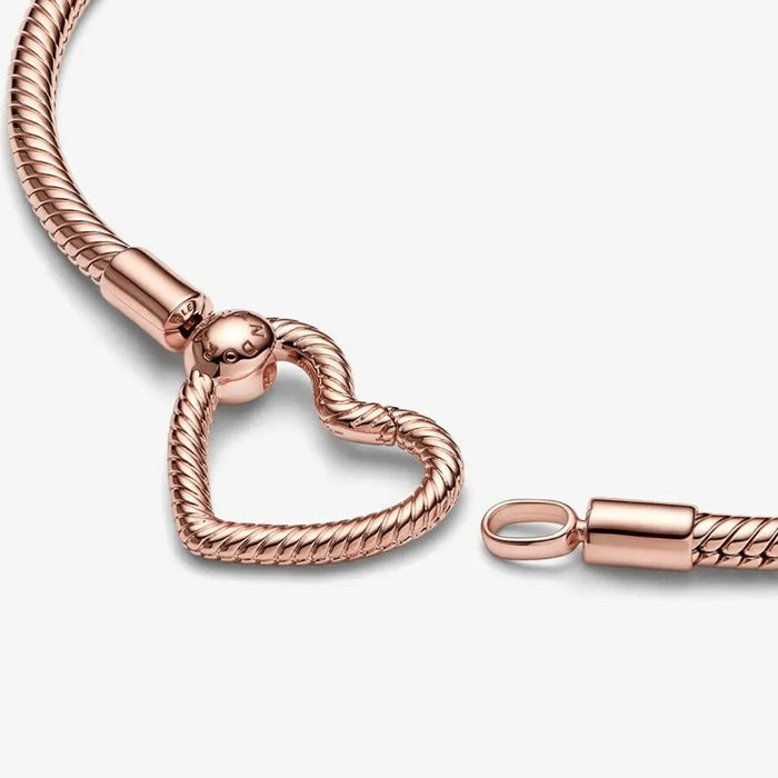 "PANDORA : Pandora Moments Heart Closure Snake Chain Bracelet -"