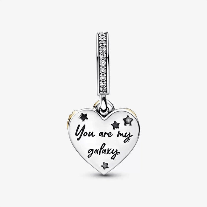 "PANDORA : Shooting Star Hearts Double Dangle Charm -"