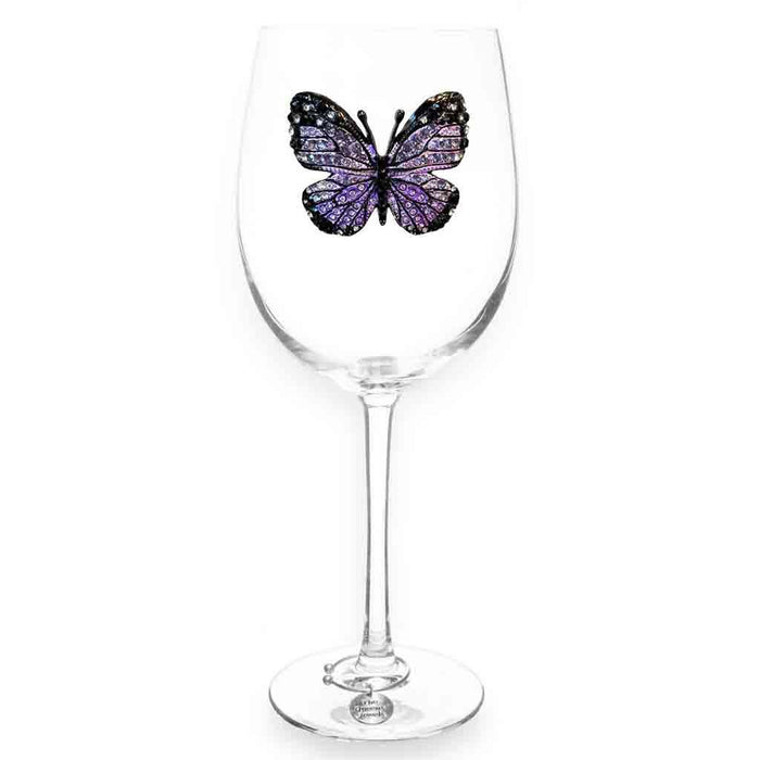 "The Queens' Jewels : Purple Butterfly Jeweled Stemmed Wineglass - The Queens' Jewels : Purple Butterfly Jeweled Stemmed Wineglass - Annies Hallmark and Gretchens Hallmark, Sister Stores"