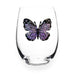 "The Queens' Jewels : Purple Butterfly Jeweled Stemless Wineglass -"
