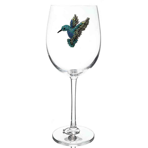 "The Queens' Jewels : Hummingbird Jeweled Stemmed Wineglass -"