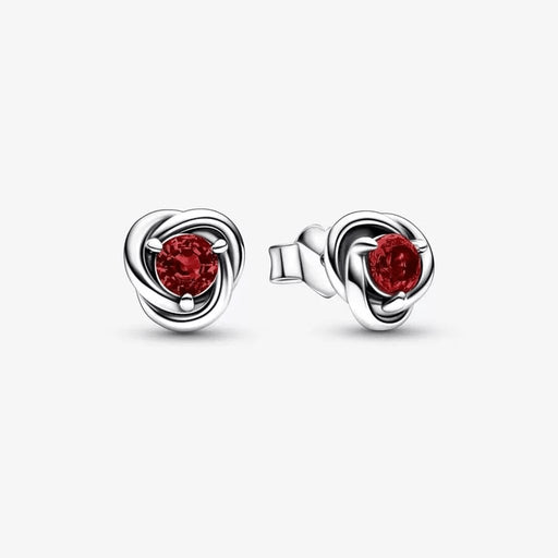 "PANDORA : January Red Eternity Circle Stud Earrings -"