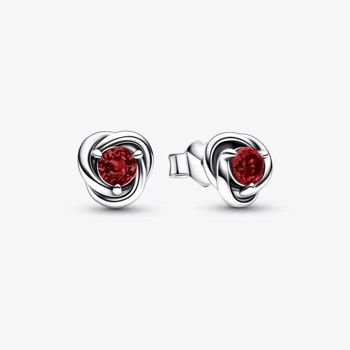 "PANDORA : January Red Eternity Circle Stud Earrings -"