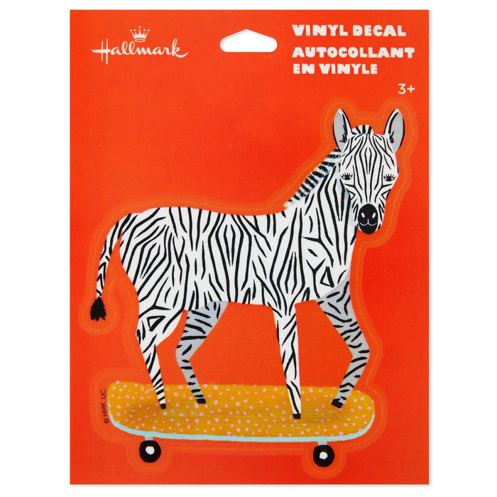 "Hallmark : Skateboarding Zebra Vinyl Decal -"