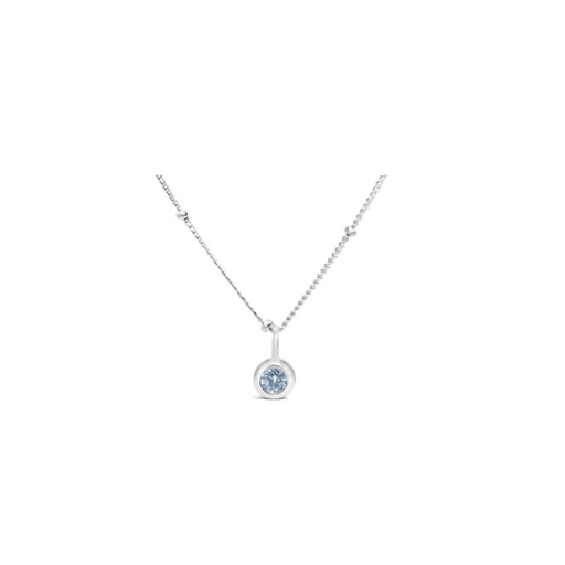 "Stia : Clear Quartz CZ Birthstone Necklace (April) -"