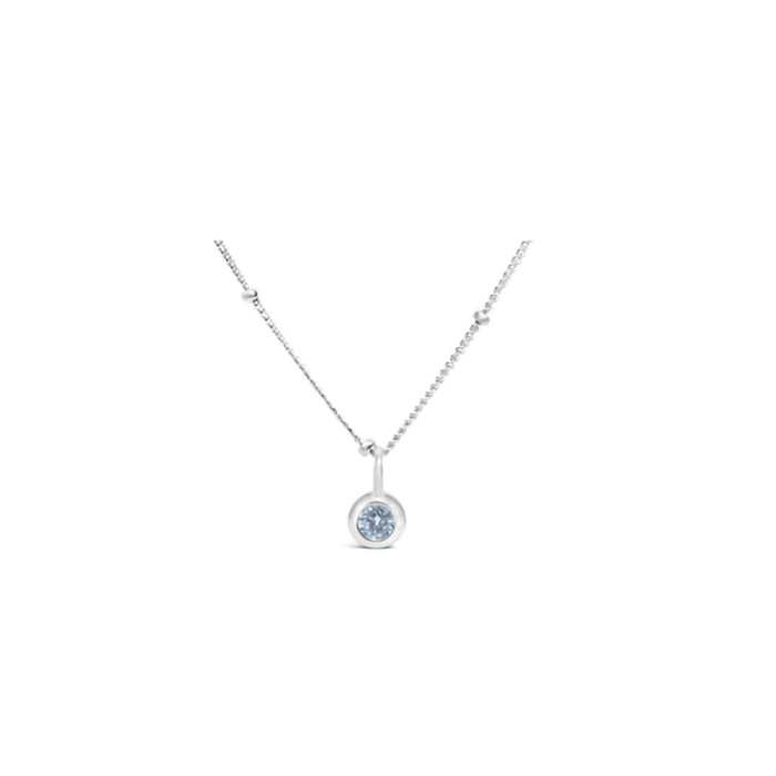 "Stia : Clear Quartz CZ Birthstone Necklace (April) -"