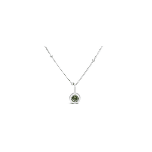 "Stia : Peridot CZ Birthstone Necklace (August) -"