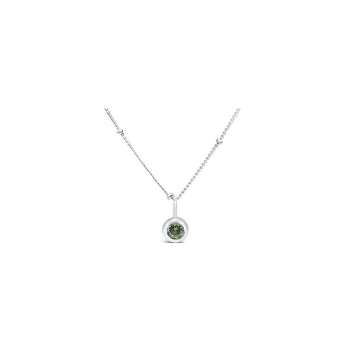 "Stia : Peridot CZ Birthstone Necklace (August) -"