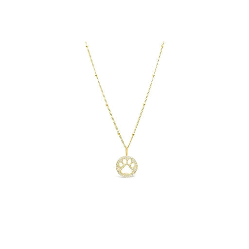 "Stia : Charm & Chain Necklace Pavé Paw in Gold Plating - Stia : Charm & Chain Necklace Pavé Paw in Gold Plating"