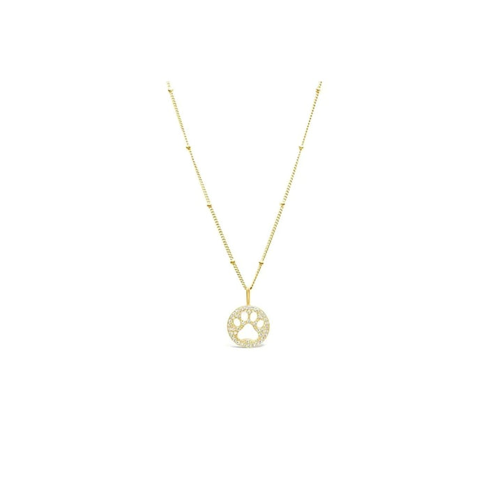 "Stia : Charm & Chain Necklace Pavé Paw in Gold Plating - Stia : Charm & Chain Necklace Pavé Paw in Gold Plating"