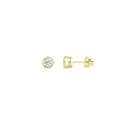 "Stia : 1CT CZ Bezel Stud Earring in Gold Plating -"