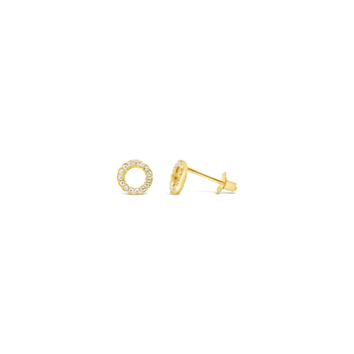 "Stia : Pavé Circle Sterling Stud in Gold Plating -"