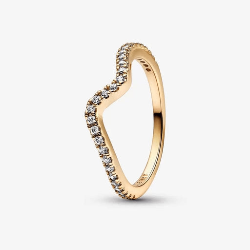 "PANDORA : Sparkling Wave Ring - Gold Plated -"