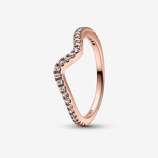 "PANDORA : Sparkling Wave Ring - Rose Gold Plated -"