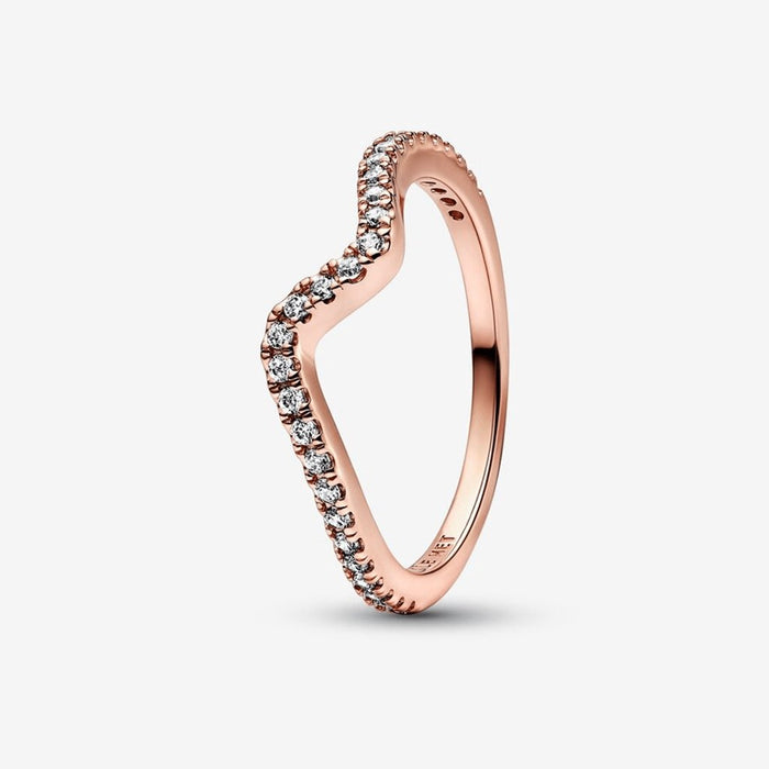 "PANDORA : Sparkling Wave Ring - Rose Gold Plated -"