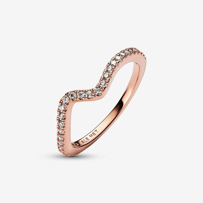 "PANDORA : Sparkling Wave Ring - Rose Gold Plated -"