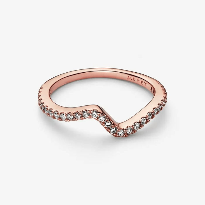 "PANDORA : Sparkling Wave Ring - Rose Gold Plated -"