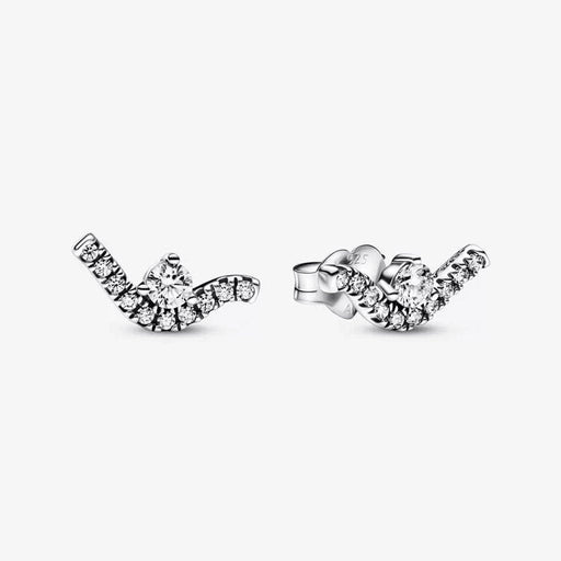 "PANDORA : Sparkling Wave Stud Earrings -"