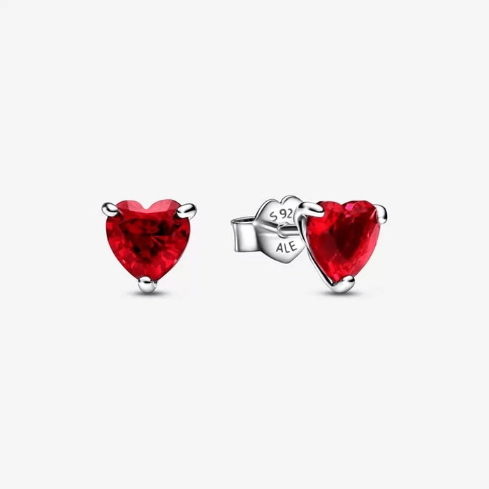 "PANDORA : Red Heart Stud Earrings -"