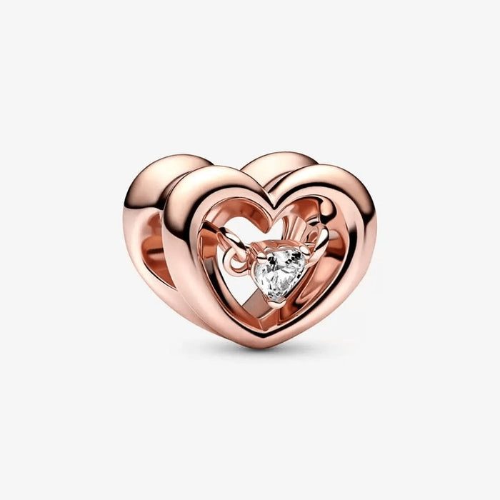 "PANDORA : Radiant Heart & Floating Stone Charm -"