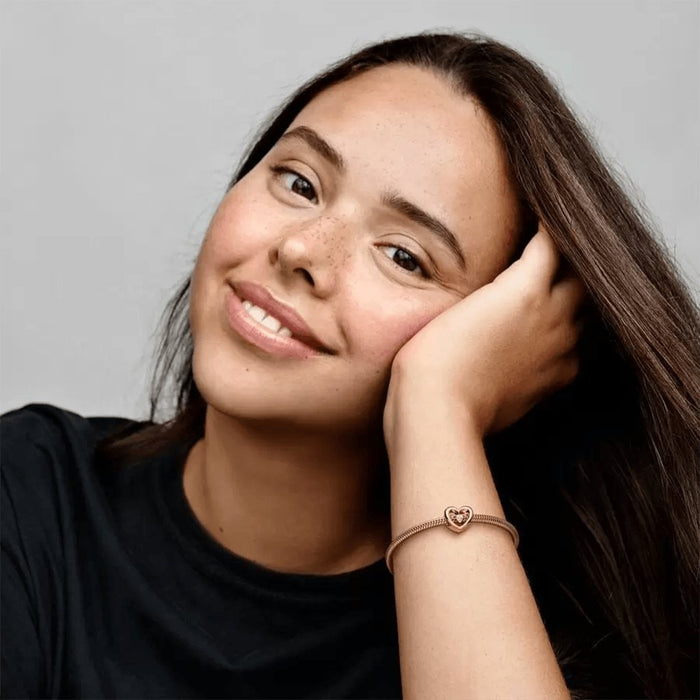 "PANDORA : Radiant Heart & Floating Stone Charm -"