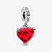 "PANDORA : Disney Mickey & Minnie Mouse Kiss Red Murano Glass Dangle Charm -"