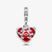 "PANDORA : Disney Mickey & Minnie Mouse Kiss Red Murano Glass Dangle Charm -"