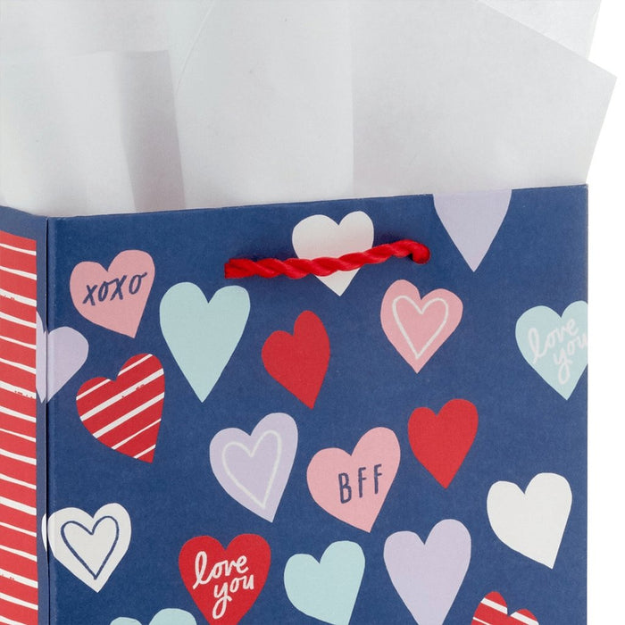 "Hallmark : 6.5\" Colorful Hearts Small Valentine's Day Gift Bag With Tissue Paper -"
