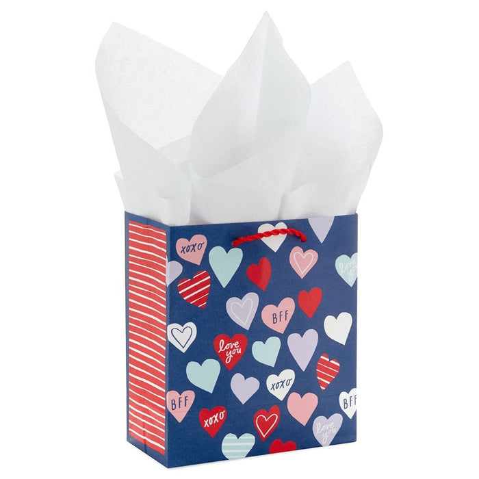 "Hallmark : 6.5\" Colorful Hearts Small Valentine's Day Gift Bag With Tissue Paper -"